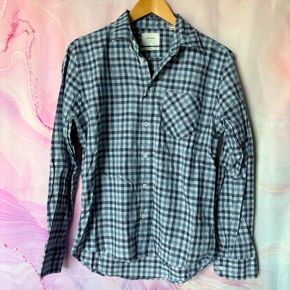 Billy Reid S Blue Gingham Casual Button Down Shirt Preppy Boardwalk Sporty